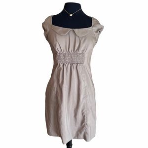 Maeve Anthropologie Brown Retro Style Cap Sleeve Square Neck Dress
